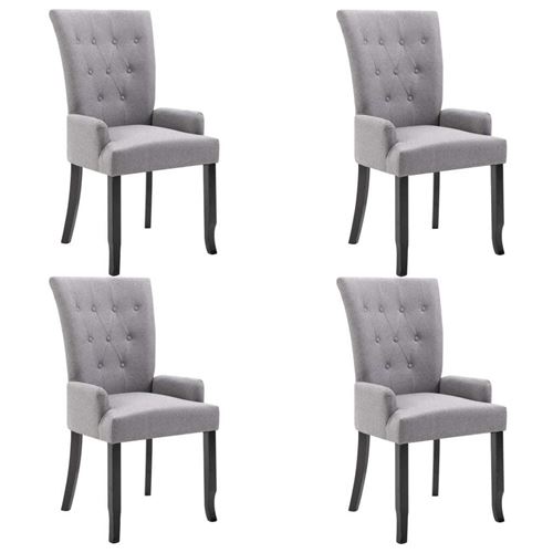 vidaXL Chaises de salle à manger avec accoudoirs 4pcs Gris clair Tissu