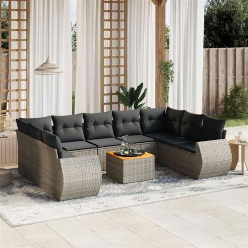 Non Communiqué Gris Salon De Jardin Modulable Vidaxl 9 Personnes Resine Tressee 62 X 62 X 69 Cm 10 Pieces