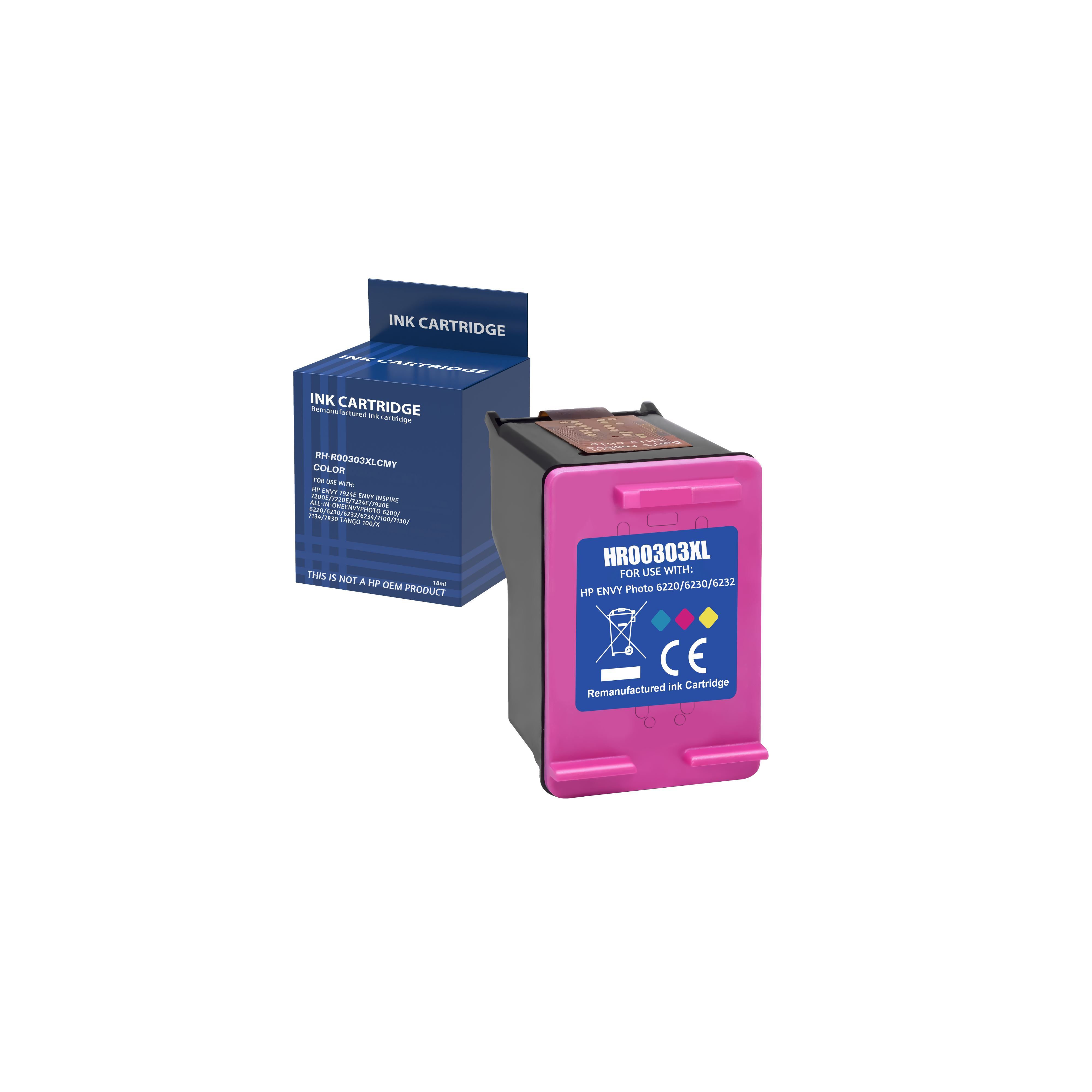 Cartouche D'encre Compatible HP 303XL - 1 Noir + 1 Couleur - Pour Imprimantes HP 6220, 6230, 7120, 7130, 7155, Etc.