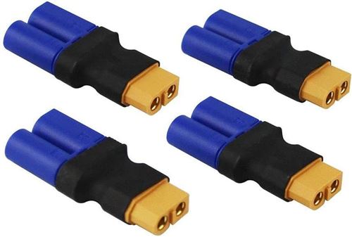Set de 4 Adaptateurs XT60 Femelle à EC5 Mâle Connecte Les Batteries LiPo aux dispositifs RC Idéaux pour Avions, Voitures, hélicoptères, Jaune, Plastique