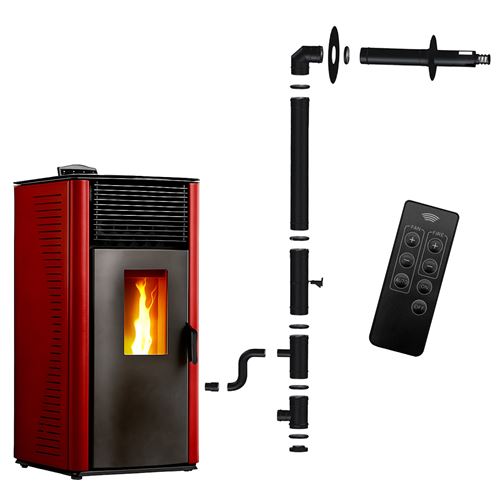  Po&ecirc;le &agrave; granul&eacute;s &eacute;tanche anita 13 kw bordeaux sannover + kit d'installation complet