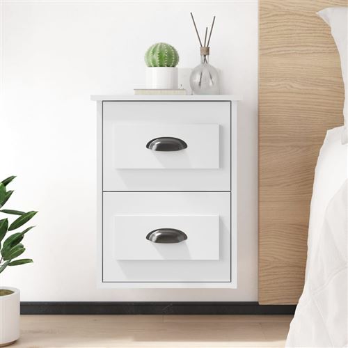 VIDAXL - Table de chevet murale - 41,5 x 36 x 53 cm - Blanc - Image 2