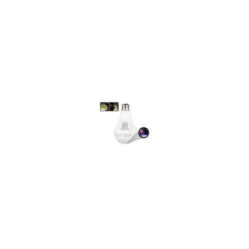 Ampoule Cam&eacute;ra Espion 360&deg; Infrarouge HD Bidirectionnelle WiFi + SD 8Go