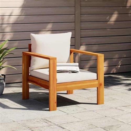 Chaise Vidaxl exterieur non pliable en acacia H. 64 cm beige