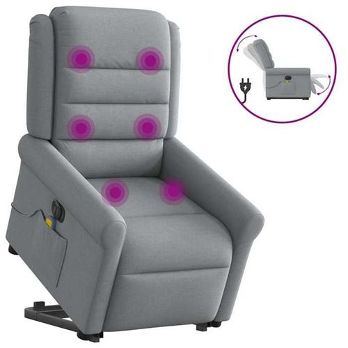 Non Communiqué Gris Vidaxl Fauteuil De Relaxation, Massage, Inclinable Électrique Réglable Tissu Clair