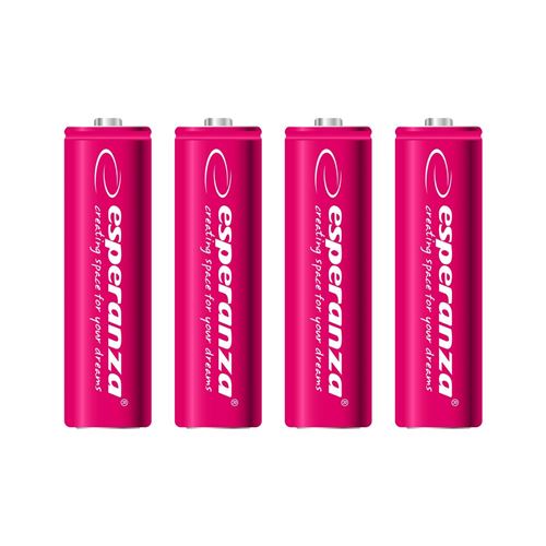 ESPERANZA Lot de 4 Piles Rechargeables Ni-MH AA Rouge 2000 mAh