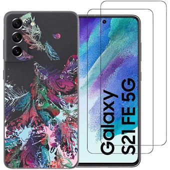 Coque Compactible avec Samsung Galaxy S21 FE 5G + 2 Verre Trempé