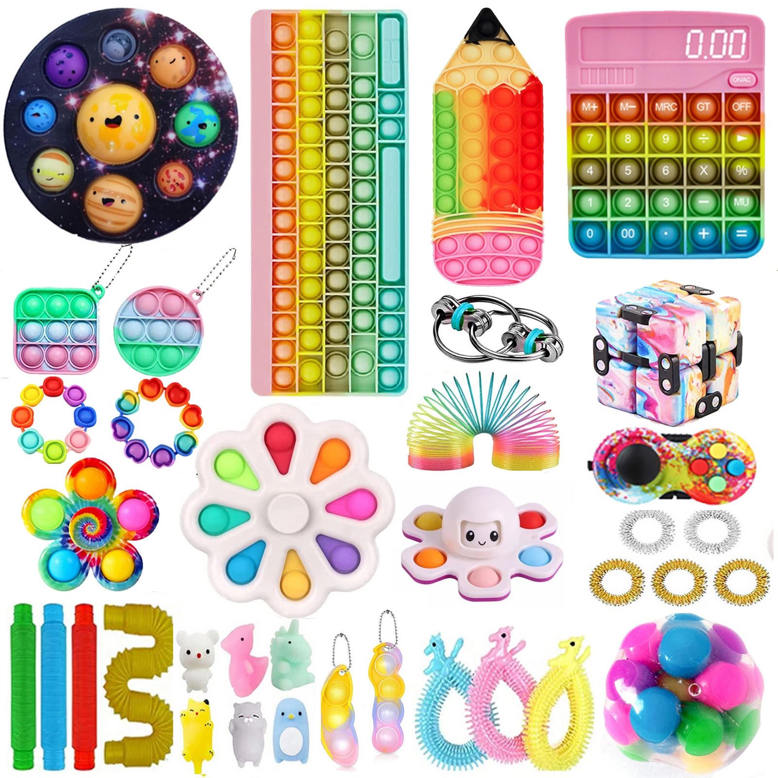 6pcs Pierres Anti-Inquiétude Texturées, en Silicone pour Le Pouce Colorées Silencieuses pour Le Stress l'Autisme Les Enfants et Les Adultes (6 Styles, Couleurs Aléatoires