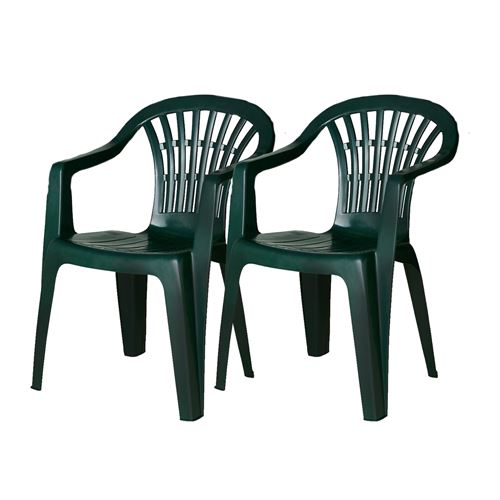 Lot de 2 chaise de jardin empilable en résine-Longueur 57 x Profondeur 57 x Hauteur 80 cm