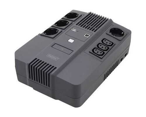 DIGITUS All-in-One UPS - UPS - 220-240 V wisselstroom V - 360 Watt - 600 VA - 7 ampère-uur - USB - uitgangen: 7