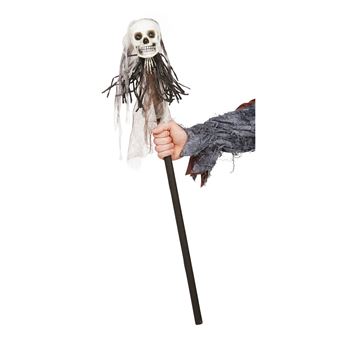 Bastone Da Prete Voodoo PtitClown | 90 Cm Con Teschio Grigio | Accessorio Halloween