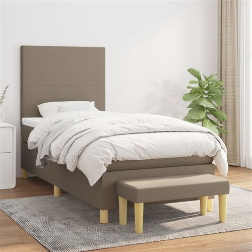 vidaXL Sommier à lattes de lit avec matelas Taupe 80x200 cm Tissu3136953