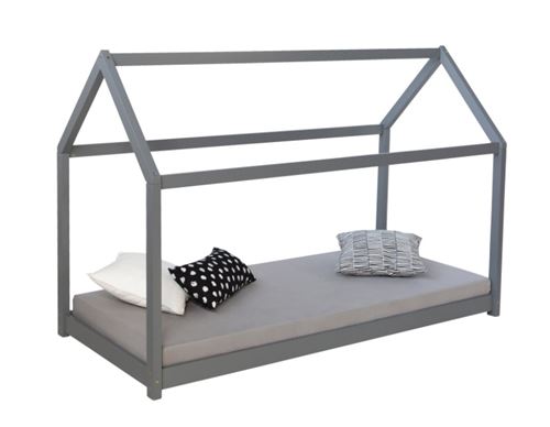 Non Communiqué Gris Lit Cabane Enfant 80 X 160 Cm