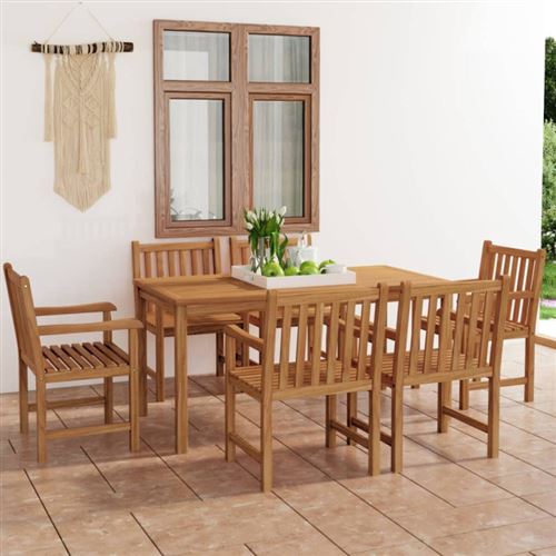 Vidaxl Ensemble À Manger De Jardin 7 Pcs Bois De Teck Massif - Image 2
