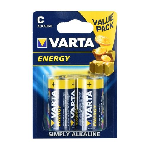 VARTA Pack de 2 piles alcalines Energy C (LR14) 