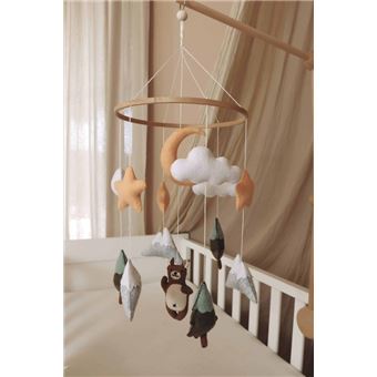 Mobile pour Lit Bébé en Bois avec Formes Suspendues en Feutre