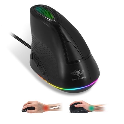 Souris filaire verticale pour gamer ELITE-M60V - r&eacute;tro &eacute;clair&eacute;e RGB - 6500 DPI