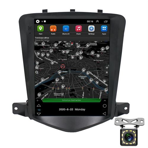 Autoradio Android 10 Écran 9.7 Pouces GPS Bluetooth USB FM WiFi Caméra 12 Lumières RAM 1 Go ROM 16 Go YONIS