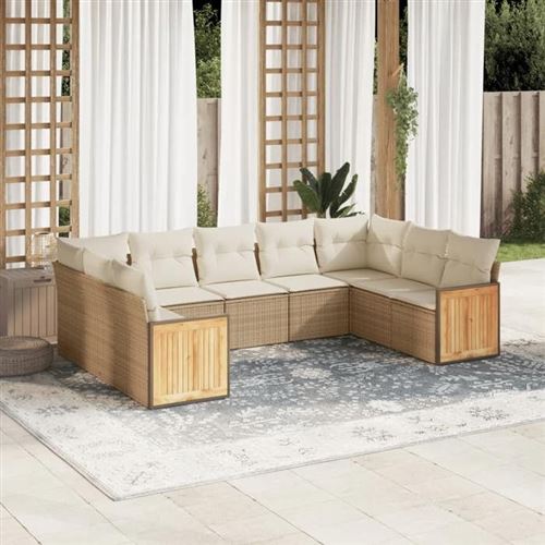 Non Communiqué Beige Salon De Jardin Modulable Vidaxl Rotin 8 Pieces X 59 X 69 8 Personnes
