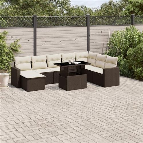 Non Communiqué Marron Salon De Jardin Modulable Vidaxl Rotin 9 Pieces 62.0 X 62 X 69