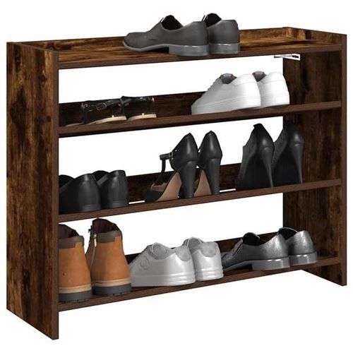 Non Communiqué Marron Vidaxl Étagère À Chaussures Chêne Fumé 80X25x62 Cm Bois D'ingénierie, Rangement De Chaussures, Armoire De Rangement De 859918 - Image 1