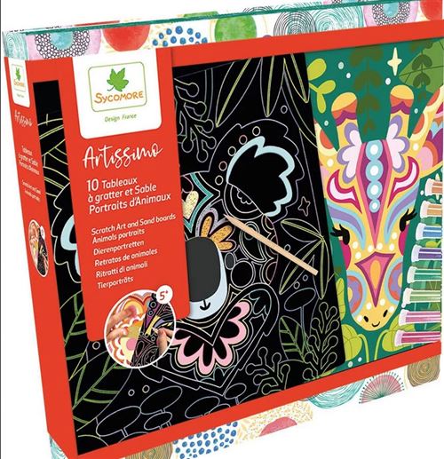 Artissimo - xl multiactivites-scratch art et sable -portraits d'animaux