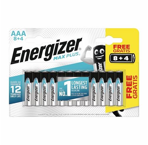 Pile alcaline AAA - 8 piles LR3 Energizer Max plus + 4 offertes