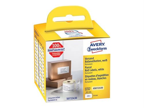 Avery Zweckform - Papier - permanente kleeflaag - wit - 54 x 101 mm 220 etiket(ten) (1 rol(len) x 220) etiketten