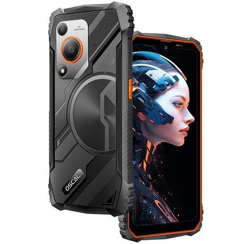 Oscal MARINE 1 Téléphone Portable Incassable 12Go+128Go-SD 2To 6.56 90Hz Gemini AI 2.0 5100mAh Android 15 Double SIM 4G - Orange