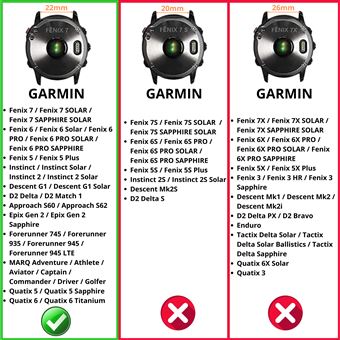 Bracelet pour Garmin Fenix 7X - Garmin Fenix 7X Solar - Garmin