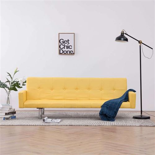 vidaXL Canapé-lit avec accoudoir Jaune Polyester