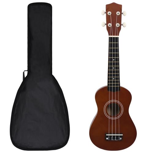 vidaXL Jeu de ukulélé soprano avec sac pour enfants Bois foncé 21