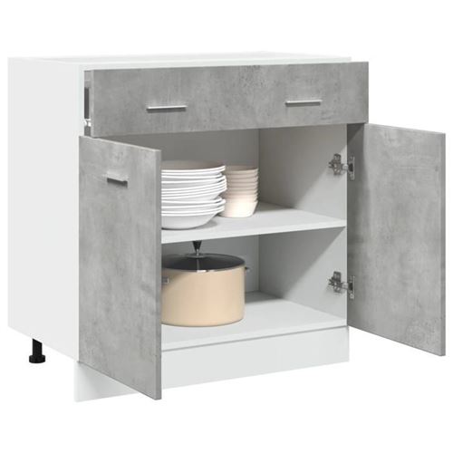vidaXL Armoire à tiroirs "Lyon" Gris béton 80 x 46 x 81,5 cm Bois d'ingénierie