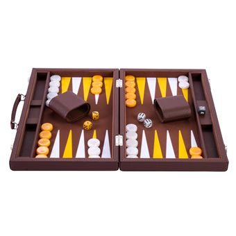 Backgammon De Voyage En Bois – Plateau 50 X 38 Cm, Acajou Marqueté, Sans Plastique, Avec Fermeture Métallique