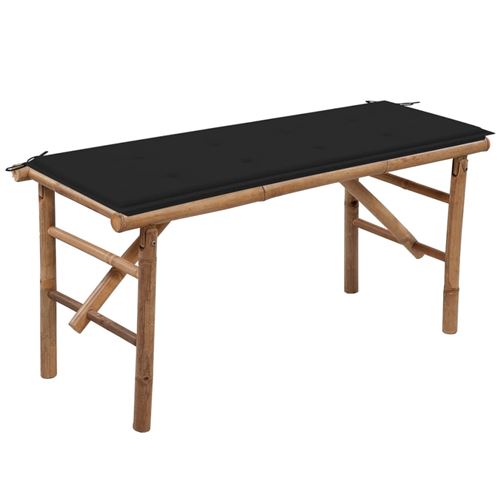 Banc de jardin pliable avec coussin Bambou 118 x 38 x 45 cm