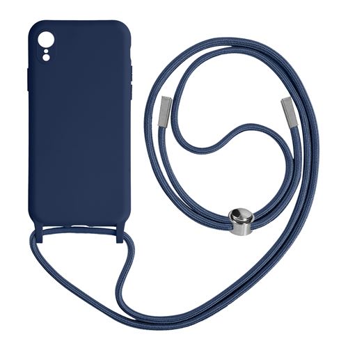Coque Cordon pour iPhone XR Semi-rigide Lanière Tour du Cou 80cm Avizar bleu