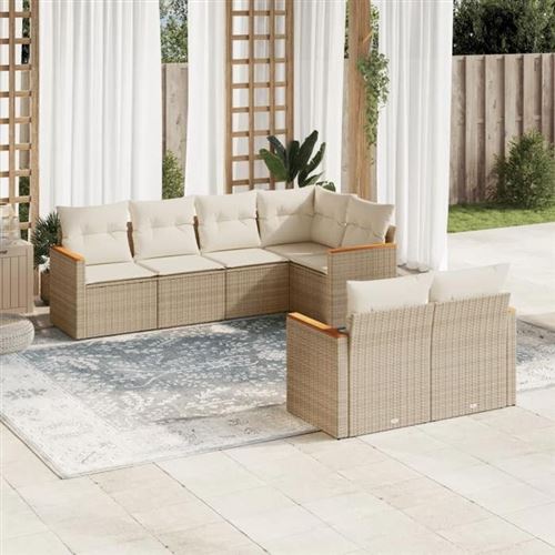 Non Communiqué Beige Salon De Jardin Modulable Vidaxl Rotin 7 Pieces X 61.5 X 69 7 Personnes