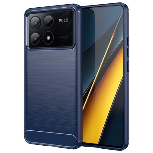 Coque pour Xiaomi Redmi K70E 5G / Poco X6 Pro 5G - housse etui silicone gel carbone + film ecran - BLEU FONCE - htdmobiles