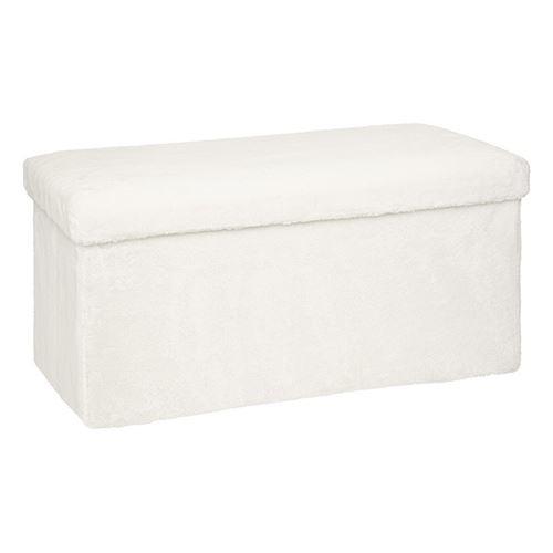 Atmosphera Blanc Pouf Pliant Rectangulaire Effet Fourrure Ezzio - Image 3