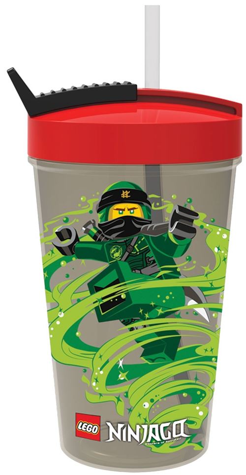 LEGO gobelet avec paille vert / Ninjago rouge