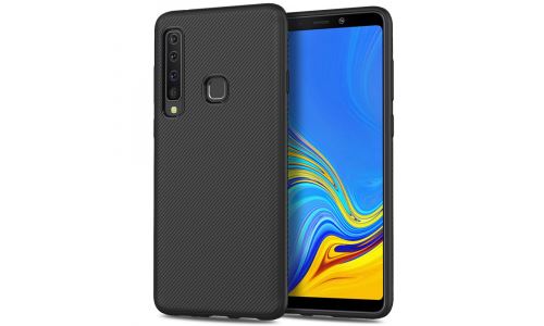 Coque soupe pour Galaxy A9-2018 aspect carbone noir