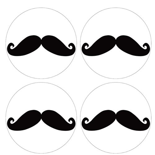 Set de 4 dessous de verres ronds Moustache noire by Cbkreation