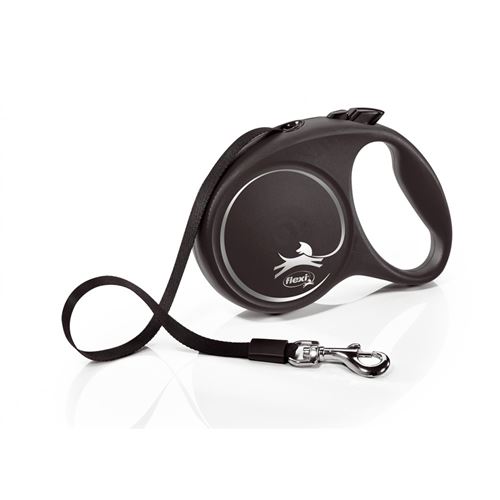 Flexi Black Design L sangle 5 mètres. laisse pour chien max 50 kg. noir et argent.. - Flexi - ZO-464456AGT