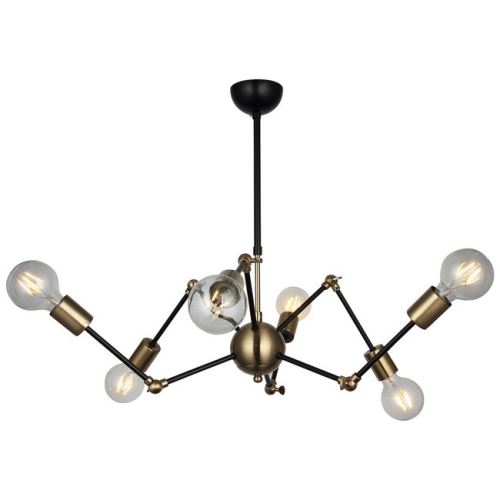 HOMEMANIA Lampe à Suspension Nope - Lustre - Lustre de plafond - Or, noir en Métal, 68 x 68 x 75 cm, 6 x E27, 40W