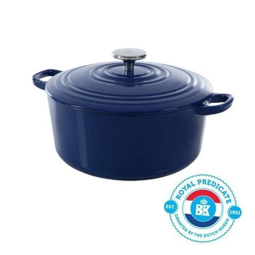 Bk Cookware H6074.528 Bk Bourgogne Cocotte En Fonte - Ronde - 28 Cm - 6.7l - Revetement Emaille - Couvercle Avec Anneaux
