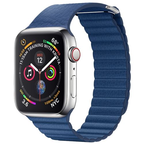 Bracelet en cuir véritable bouclage bleu pour votre Apple Watch Series 4 40mm/Series 3 2 1 38mm