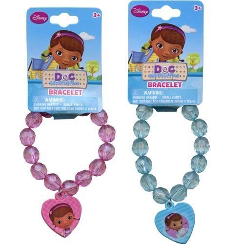 Disney Doc McStuffins Faceted Beaded Girls Bracelet with Heart Charm - Assorted Styles