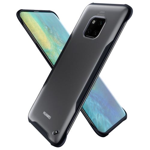Coque en silicone sans bord avec béquille anneau bleu pour votre Huawei Mate 20 Pro