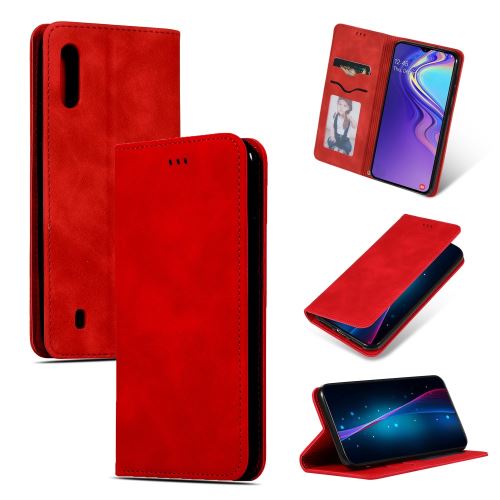 Etui en PU style professionnel à absorption automatique avec support pour cartes et fentes rouge pour votre Samsung Galaxy A10/M10