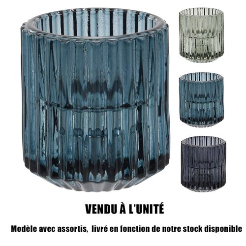 bougeoir verre coloré 6cm 3ass